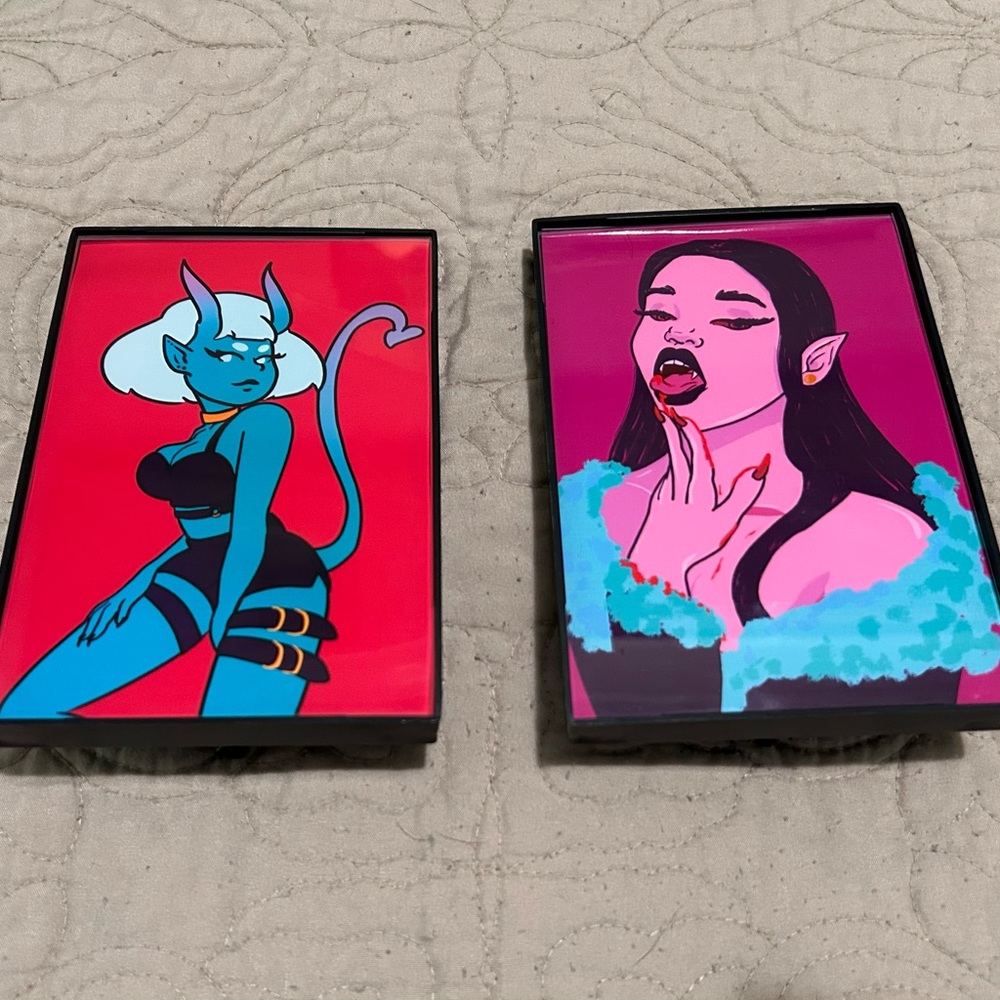 CLEARANCE Set of 2 Blue and Pink Demon Art Prints